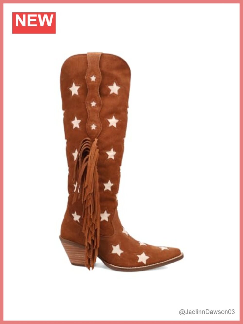 Women's Fringe Star Pattern Snip Toe Over the Knee Suede Boots Mid Heel